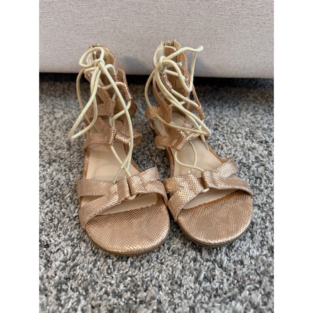 Kenneth Cole Reaction Girls Bright Tye Rose Gold Metallic Gladiator Sandals 1